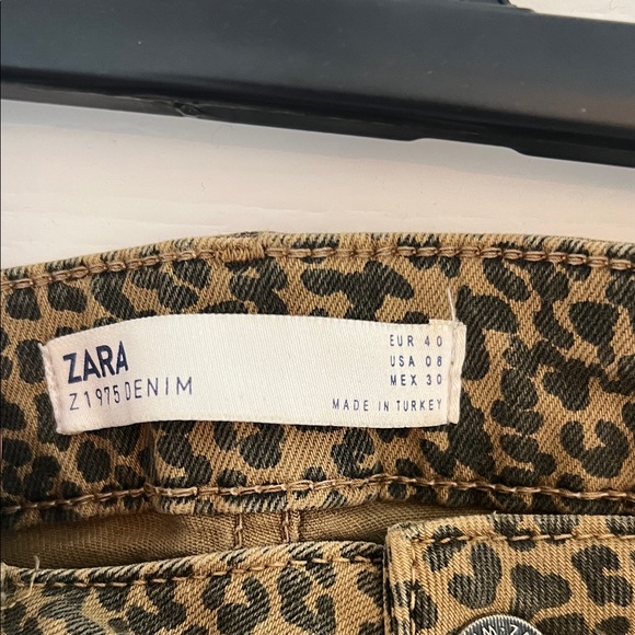 Zara Brown Leopard Print Skinny Jeans - Picture 2 of 5